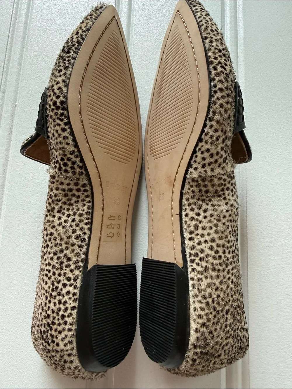 Boden Pointed Animal Print Calf Hair Loafers Shoes Women 36 5.5/ 6 NEW